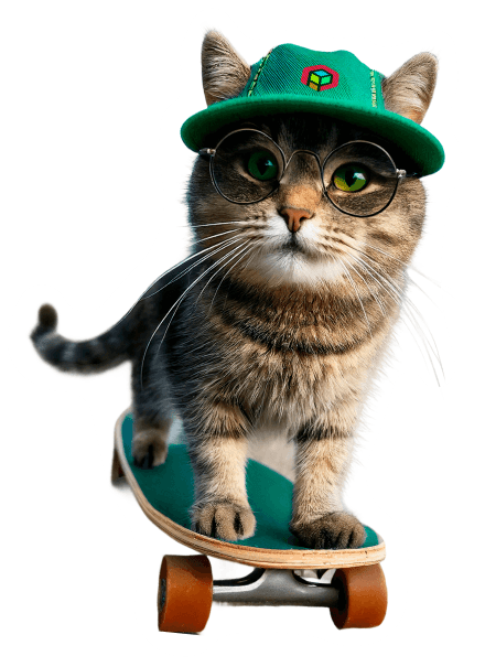 Котик на скейте